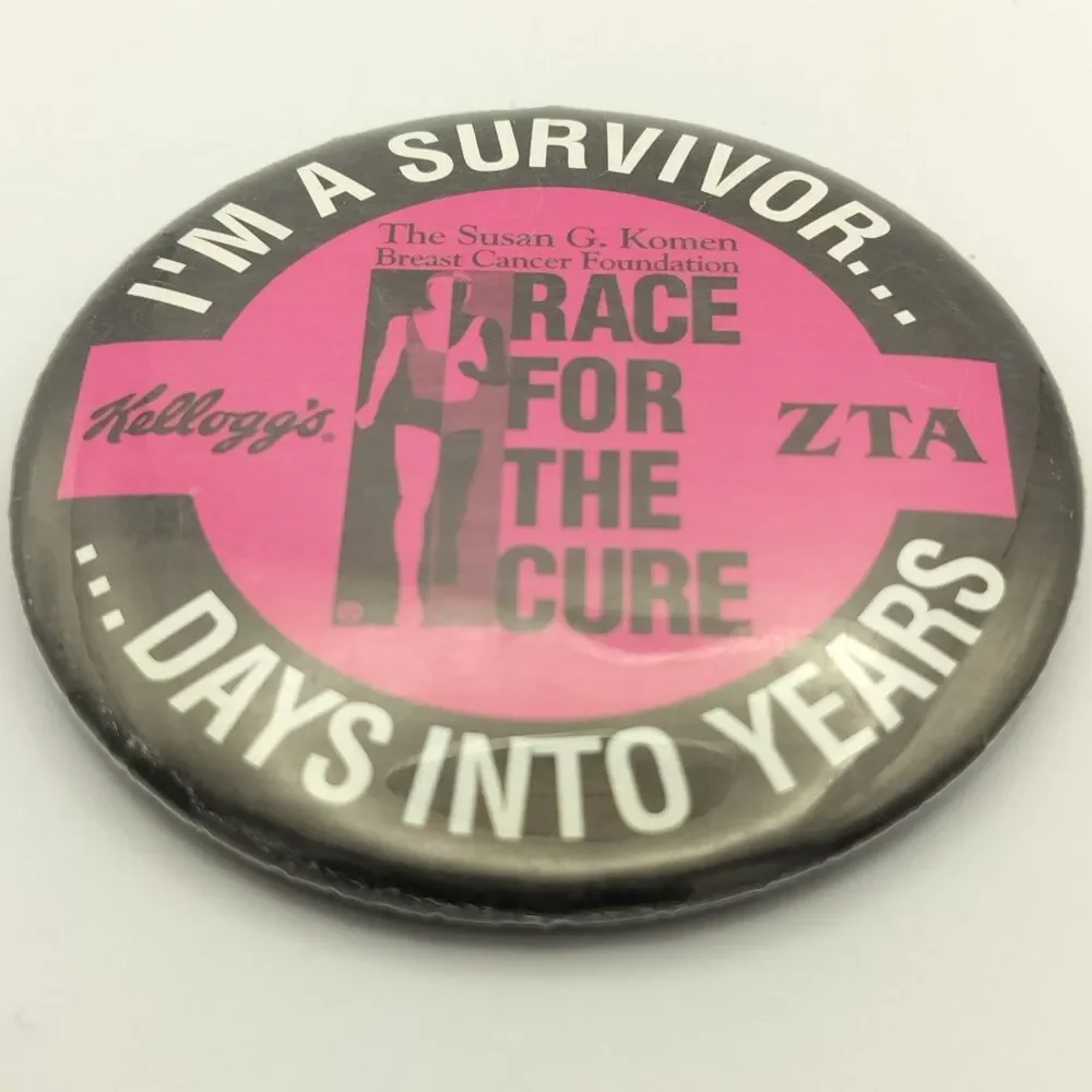 Susan G. Komen Race for the Cure Pinback Button I'M A SURVIVOR Kellogg's ZTA